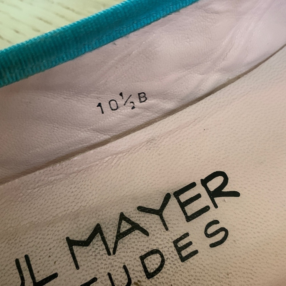 Paul Mayer Attitudes Turquoise Navy Blue Leather Ballet Flats Spain Size 10.5‎ B - Picture 6 of 10